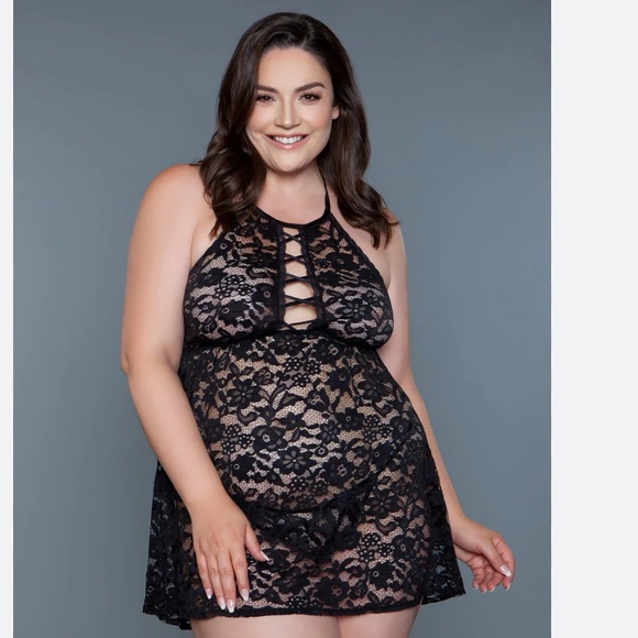 Adore Me Black Rue Lace Babydoll Dress and Panties - Picture 8 of 12